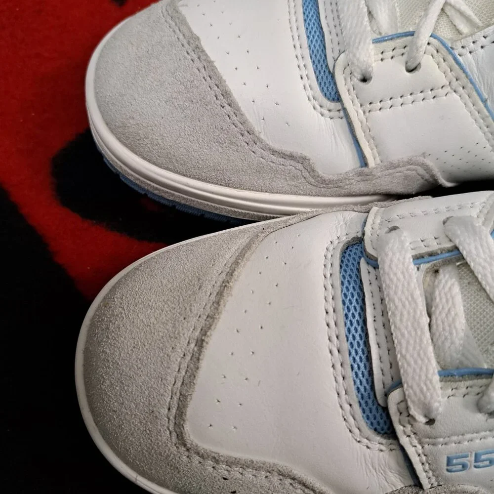 New Balance 550 White and Blue Athletic Shoes - Picture 8 of 13